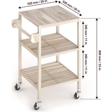 INTERBUILD REAL WOOD Interbuild Masif Akasya,holger Mutfak Servis ARABASI,520X520X850 Mm,organik Beyaz