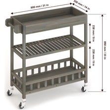 INTERBUILD REAL WOOD Interbuild Masif Akasya,holger Tepsili Mutfak Servis ARABASI,799X349X850 Mm,alaca Gri