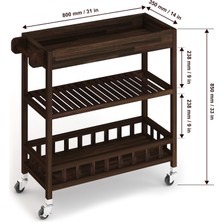 INTERBUILD REAL WOOD Interbuild Masif Akasya,holger Tepsili Mutfak Servis ARABASI,799X349X850 Mm,espresso