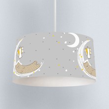 instababyrooms Ayda Uyuyan Ayı Desenli Çocuk Odası Dijital Baskılı Sarkıt Avize