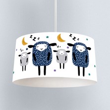 instababyrooms Ay ve Koyun Desenli Çocuk Odası Dijital Baskılı Sarkıt Avize