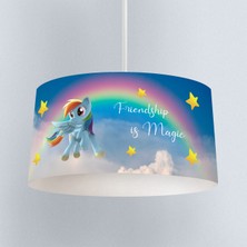 instababyrooms Gökkuşağı Mavi  Desenli Çocuk Odası Dijital Baskılı Sarkıt Avize