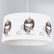 instababyrooms Cesur Kız Tavşan Desenli Çocuk Odası Dijital Baskılı Sarkıt Avize