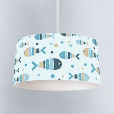 instababyrooms Mavi Balık Desenli Çocuk Odası Dijital Baskılı Sarkıt Avize