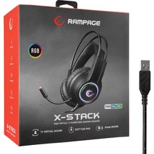 Rampage RM-K92 X-Stack Siyah USB 7.1 Rgb Gaming Oyuncu Mikrofonlu Kulaklık