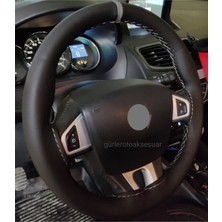 Gürler Oto Aksesuar Renault Dikmeli Direksiyon Kılıfı Gri Yüzüklü Model A+Plus