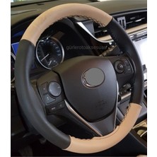 Gürler Oto Aksesuar Toyota Corolla Dikmeli Direksiyon Kılıfı Iki Renkli Bej-Siyah