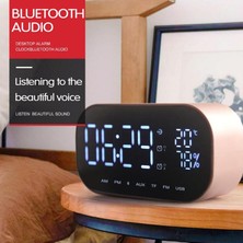 Ayna Kablosuz Bluetooth Hoparlör Protable Tf U Disk Sıcaklık Göstergesi Şok Stereo Subwoofer Mini Çalar Saat