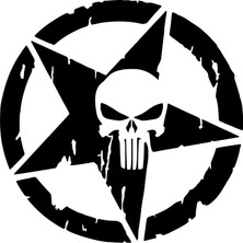 Stickrmarket | Army Star Punisher | Araba Laptop Duvar Folyo Sticker 40 x 40 cm
