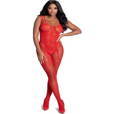 Nightlight 5046 Kırmızı Fantezi Vücut Çorabı