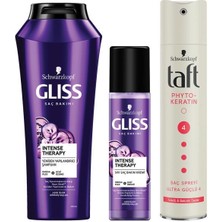 Güçlü Saç Seti Gliss Intense Therapy Şampuan 500 ml + Sıvı Saç Kremi 200 ml + Taft Keratin Sprey 250 ml