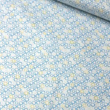 Daisy Star Mavi Yeşil Yuvarlak Poplin Kumaş