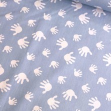 Taç Mavi El Nevresimlik Poplin Kumaş