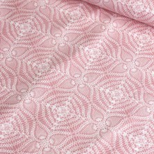 Taç Pembe Dantel Nevresimlik Poplin Kumaş
