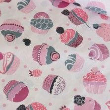 Taç Pembe Cupcake Nevresimlik Poplin Kumaş