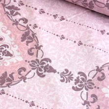 Taç Pembe Damask Simli Nevresimlik Poplin Kumaş
