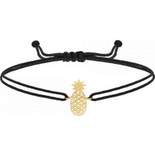 Engingold 14K Altın Ananas Figürlü Ipli Bileklik