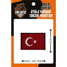 Fantastic Ütü ile Yapışan Dikdörtgen Türk Bayrağı Dokuma Arma