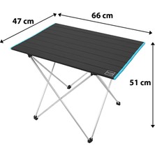 Box&Box Katlanabilir Alüminyum Kamp ve Piknik Masası, Siyah, Geniş Model, 66 x 47 x 51 cm