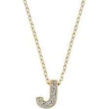 Altın J Harfi Kolye Taşlı