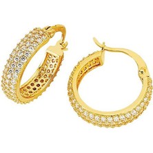 Altınbeyi Altın Halka Küpe Taşlı 4.03 Gram 14 Ayar