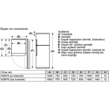 Profilo BD2076LFXN F Enerji Sınıfı 542 Lt Nofrost Üstten Donduruculu Buzdolabı