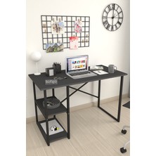 Bofigo 60X120 cm 2 Raflı Çalışma Masası Bilgisayar Masası Ofis Ders Yemek Masası Antrasit