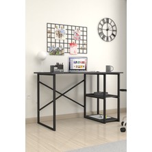 Bofigo 60X120 cm 2 Raflı Çalışma Masası Bilgisayar Masası Ofis Ders Yemek Masası Antrasit