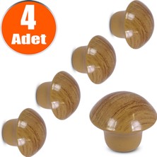 BADEM10 Mantar Düğme Kulp Çekmece Dolap Kapak Kulpu Kulbu Kayın (4 Adet)