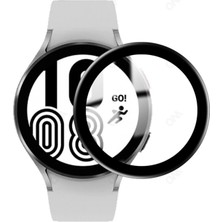 Microcase Samsung Galaxy Watch4 44MM Tam Kaplayan Kavisli Ekran Koruyucu 3D Pet Film - Siyah