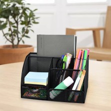 Prettyia Çok Fonksiyonlu Kalem Kalem Tutucu Çekmece Masası Depolama Çalışma Konteyner ile 6 Bölmeler 22X14X13.5 cm - Siyah
