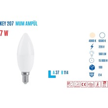 Key Ycl KEY-207B E14 7W 560 Lumen Mum LED Ampul Beyaz