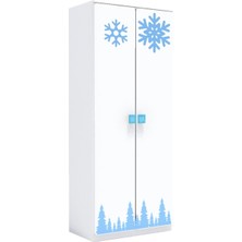 Woody Life 2 Kapaklı Uzun Çocuk Odası Anaokulu Kreş Dolap Kış Temalı