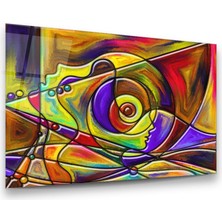 Glass Art Insan Profili ve Vitray Çizimler Yatay Cam Tablo