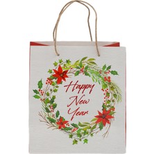 Roco Paper Co. Çiçek Desenli Yılbaşı Karton Çanta 21X24X12CM Natb4