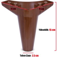 Nobel Mobilya Kanepe Sehpa Puf Koltuk Ayağı Kahve Baza Ayak 15 cm