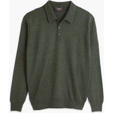 Hateko Erkek %50 Yün Nefti Yeşil Polo Yaka Kazak