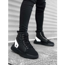 7erbilden ER0159 Bağcıklı Erkek Yüksek Taban Siyah Beyaz Spor Bot