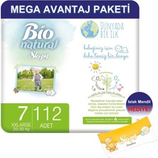 Sleepy Bio Naturel Mega Avantaj Paketi Bezi 7 Numara 112 Adet Li 20-30 Kg+Islak Mendil