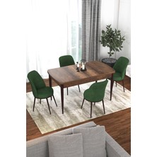 Canisa Concept Via Serisi 80 x 132 Açılabilir Barok Ahşap Desen Mutfak Masa Takımı+4 Adet Sandalye