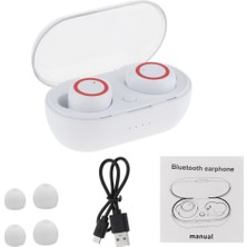 Strade Store Bluetooth 5.0 Kablosuz Kulaklıklar Şarj Kılıfı ile Su Geçirmez Stereo Kulaklıklar Kulak Kulaklık Spor Için Derin Baslı -, 70X38MM Beyaz Kırmızı (Yurt Dışından)