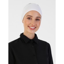 Ecardin Nefes Alan Kumaş Bandana Bone - Beyaz - Ecardin