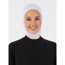 Ecardin Nefes Alan Kumaş Boyunlu Bone - Beyaz - Ecardin