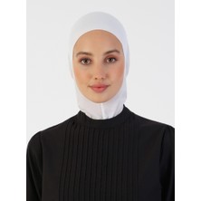 Ecardin Nefes Alan Kumaş Boyunlu Bone - Beyaz - Ecardin