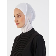 Ecardin Nefes Alan Kumaş Boyunlu Bone - Beyaz - Ecardin
