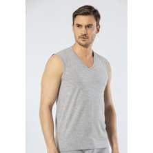 Cacharel 1304 Gri Melanj Erkek Spor V Yaka Atlet