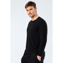 Cacharel 1333 Siyah Erkek Erkek Siyah O Yaka Uzun Kollu Sweatshirt