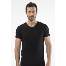 Cacharel 1402 Siyah Erkek V Yaka T-Shirt