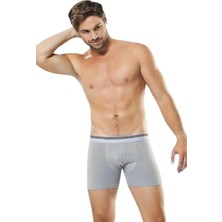 Anıt 1252 Gri 3 Adet Çizgili Likralı Erkek Boxer