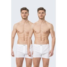 Türen 186 Beyaz 2'li Erkek Düğmeli Boxer